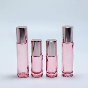 <b>Clear</b> <b>Rose</b> Gold Frost Surface Glass Round Perfume Roll-On Bottle Gold Stamped 5ml 10ml High Quality - Product Image 5
