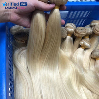 Vente en gros de cheveux vierges alignés sur les cuticules 613, lot de cheveux humains vierges blonds russes, extension de cheveux humains brésiliens blonds de 40 pouces
