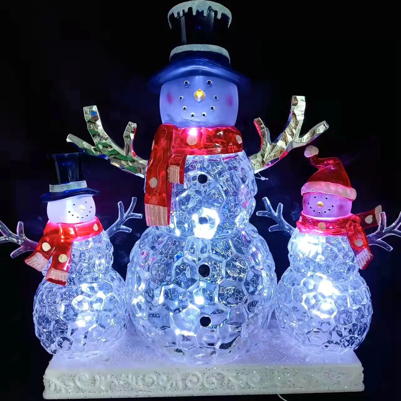 Light Up Christmas snowman indoor White Snowman Acrylic figure Led Motif Lighting