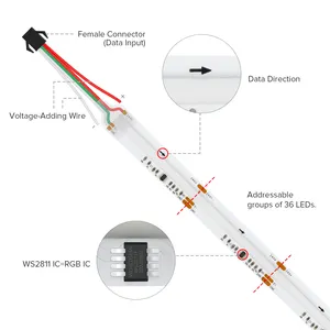 DC12V 24V FCOB RGB WS2811 IC LED Light RA90 720 LEDs Per Meter Flexible Digital FOB COB Addressable RGB Led Pixel Strip Light