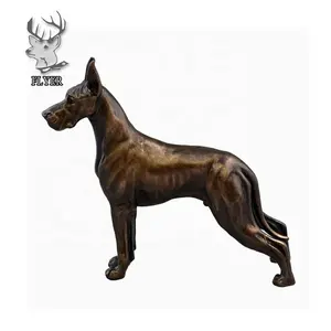 Fabriek aangepaste grootte brons dier great dane hond standbeeld in sculptuur voor tuin home decoratie