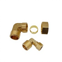 Coude mâle à compression en laiton forgé 1/4 x 1/2 pouce sans écrou (OD'' x MIP) résistant à la corrosion pour la plomberie et l'alimentation en eau