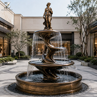 Fuente de Bronce Fundido con Escultura de Dama, Estatua Clásica de Agua en Cascada para Decoración de Jardín, Patio de Villa u Hotel