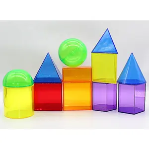 Educational toys giant geosolid plastic large transparent plastic geometry shapes 12 Pieces