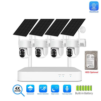 Kit NVR WiFi EseeCloud 4CH 4MP, système de sécurité avec caméra CCTV PTZ solaire extérieure, vision nocturne, capteur CMOS, alimentation par batterie