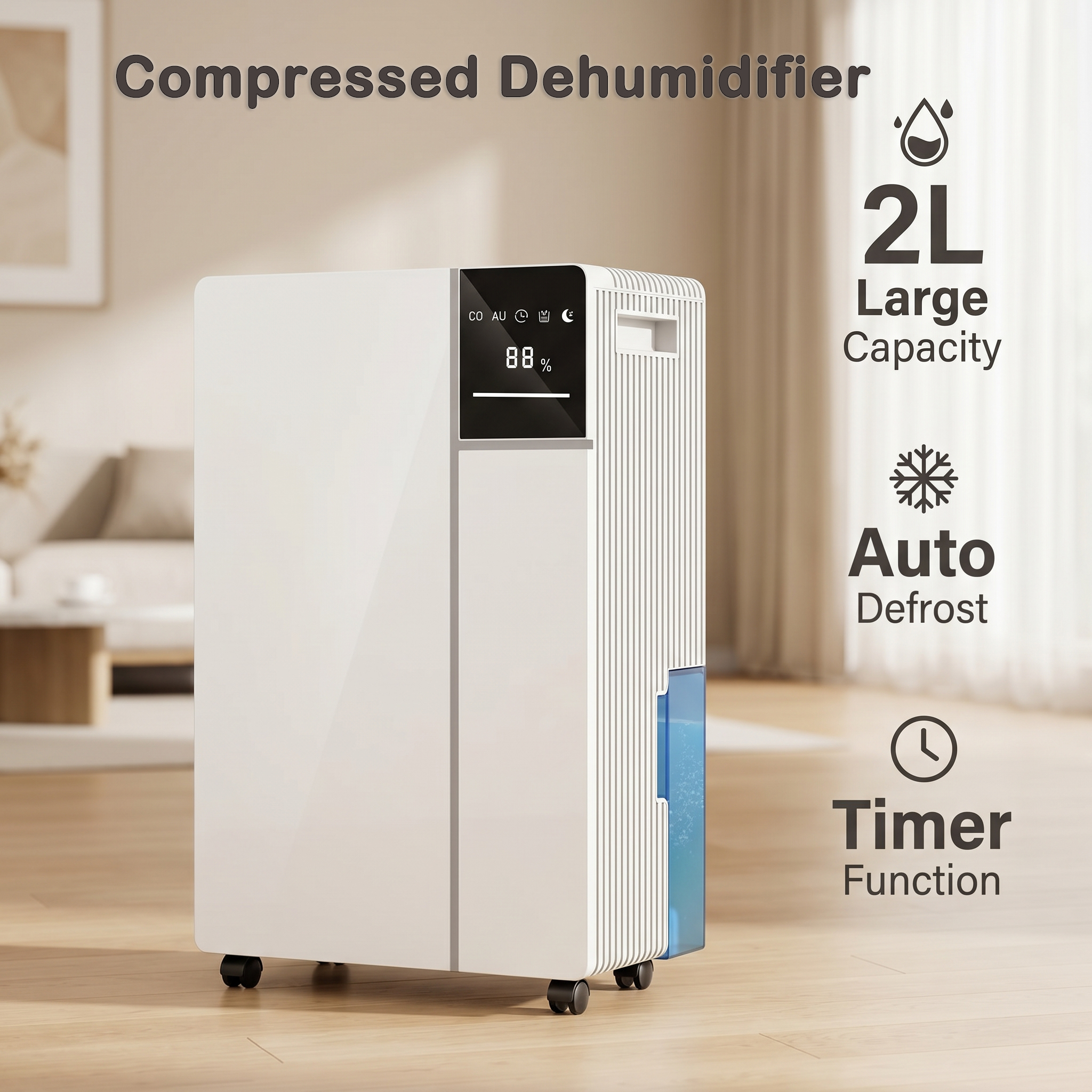 Déshumidificateur à double cœur pour la maison, sous-sol, chambre, déshumidificateur blanc, taille de la pièce : 20 m² | Leroy Merlin