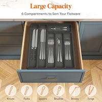 Nouvel Organisateur de Couverts en Plastique avec Couvercle et Séparateurs – Conteneur de Rangement de Cuisine Moderne et Minimaliste