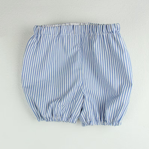 Set Estivo Personalizzabile per Neonati e Bambini: Camicia Bianca <span class=keywords><strong>con</strong></span> Colletto e <span class=keywords><strong>Pantaloncini</strong></span> a Righe Blu, <span class=keywords><strong>Outfit</strong></span> Coordinato per Fratelli e Sorelle - Product Image 3