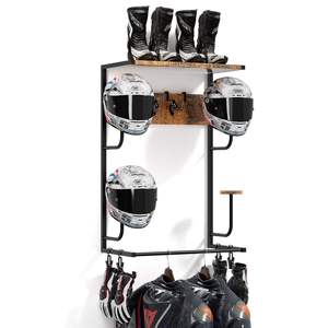 Support mural pour casque et équipement de style industriel, combinaison fer et bois, durable, pour rangement de vélos - Product Image 1