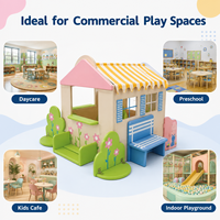 Maison de jeu commerciale pour enfants avec comptoir de marché, banc et fenêtre, maison de jeu de rôle pour garderies, écoles maternelles, cafés et aires de jeux