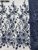 Tissu brodé de luxe haut de gamme de Dubaï, dentelle française faite à la main avec perles et paillettes, parfait pour les robes de mariage et de soirée