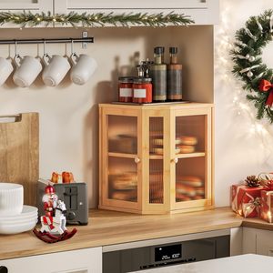 Lớn <span class=keywords><strong>2</strong></span> Tier tre góc bánh mì container bin với Acrylic cửa ra vào cho nhà bếp Countertop góc bánh mì hộp - Product Image 6