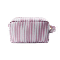 Sac de rangement Mahjong en tricot à bulles rayé, trousse de maquillage, organisateur de voyage grande capacité, trousse de toilette et pochette de rangement