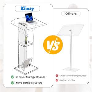 Podio <span class=keywords><strong>de</strong></span> Acrílico Transparente Moderno Personalizado, Podio <span class=keywords><strong>de</strong></span> Pie con Respaldo Transparente, <span class=keywords><strong>Atril</strong></span> <span class=keywords><strong>de</strong></span> Acrílico para Iglesia - Product Image 3