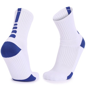 Cross-Border Non-Slip Football Socks Compression MID/Long Cut Terry <b>Cushion</b> <b>Stripe</b> Design Cuff Bottom Customizable Sports Socks - Product Image 1
