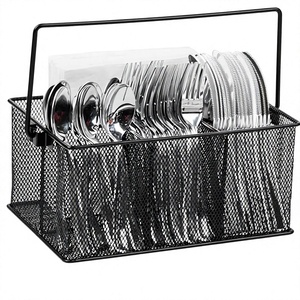 Cesta de Almacenamiento de Cubiertos Rectangular de Metal con Asa, Resistente al Óxido, Organizador de Cocina, Diseño Minimalista, Tipo Vertical - Product Image 6