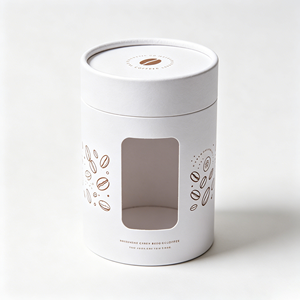Custom Coffee Bean Cylinder Paper <b>Box</b> With Clear <b>Display</b> Window Kraft Cardboard Round Tube Packaging Custom Logo Printed - Product Image 3
