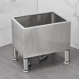 Lavabo Commerciale in Acciaio Inox 304 con Montaggio a Pavimento e Rubinetto a Pedale per Hotel, Ospedali, Scuole e Servizi di Pulizia - Product Image 5