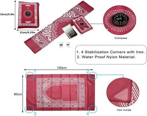 Nouveau modèle Vente en gros Mosquée de l'islam Tapis de prière de voyage avec boussole Tapis de prière de poche portable pour musulman - Product Image 5