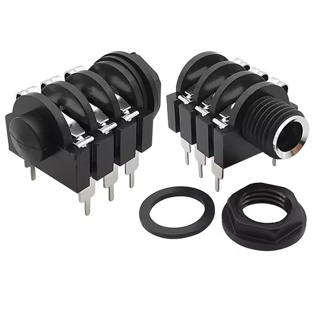 6.35mm Jack 1/4" 6Pin Stereo Female Headphone Socket Audio Plug Microphone Jack Thread PCB Panel Mount Connectors