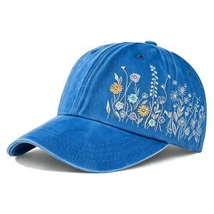 Casquette de baseball vintage délavée avec broderie personnalisée de fleurs, casquette de papa, faible MOQ, vente en gros usine Vietnam, pour femmes, extérieur - Product Image 4