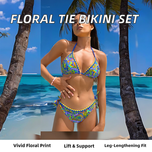 ชุดบิกินี่ทูพีซแบบใหม่สุดเซ็กซี่ ทรงดันทรง ตะเข็บเย็บแบบพิเศษ  ทรงสามเหลี่ยม  ผูกด้านข้าง  สำหรับผู้หญิง - Product Image 2