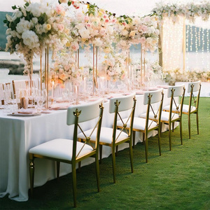 Sedia da Pranzo Moderna in Acciaio Inossidabile Dorato, Resistente e Romantica per Hotel, Matrimoni, Ristoranti, Feste, Eventi, Sale Banchetti e Esterni - Product Image 2