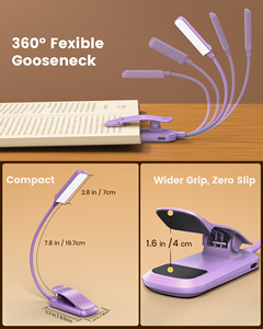 Glocusent Nouvelle <span class=keywords><strong>Lampe</strong></span> <span class=keywords><strong>de</strong></span> <span class=keywords><strong>Lecture</strong></span> Portable Rechargeable à Clipser, 3 Couleurs, Contrôle Sans Fil, Gradation Continue, USB-C, Longue Durée - Product Image 6