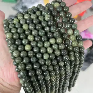 Natural Loose Stone Size 8mm Green Southern Jade Beads Stones Gemstone Strand For Jewelry Making