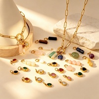 Création de bijoux DIY, pendentif en acier inoxydable plaqué or 18 carats PVD, personnalisé, pierres naturelles colorées, zircon, perle, breloques en émail