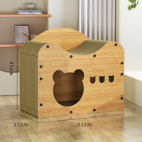 Arbre à chat en carton durable avec griffoir intégré et maison pour chat en carton ondulé, design vertical en bois