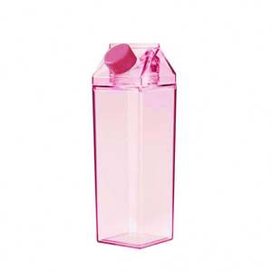 High Quality Clear Pink Transparent 1000ML <b>Milk</b> <b>Box</b> BPA Free Reusable Plastic Drinkware Custom Logo for <b>Milk</b> and Water Bottle - Product Image 2
