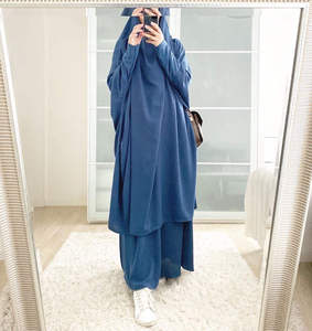 Kapşonlu uzun Khimar namaz elbise <span class=keywords><strong>2</strong></span> parça set müslüman başörtüsü elbise Abayas kadınlar için islam giyim jilwomen namaz seti - Product Image 5