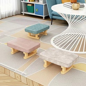 Tabouret bas pour usage domestique, en bois massif, avec housse amovible, design moderne, pour salon, chambre à coucher, enfants et adultes - Product Image 1