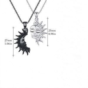 Collar de Pareja de Acero Inoxidable, Lindo Collar Asimétrico de Sol y Luna, Collar de Acero Inoxidable para Parejas con Personalidad - Product Image 2