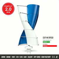 Éolienne à axe vertical à démarrage à faible vitesse de vent (2 m/s) 200W 300W 800W 1KW 12V 24V 48V Hors réseau Usine OEM