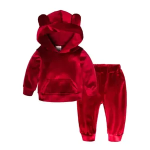 Set di pantaloni orsacchiotto per ragazzi, 2 pezzi, pantaloni e felpa con cappuccio, dai 4 ai 12 anni, orso della moda