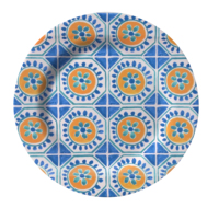 Mediterrane bloemenmelamine bord, makkelijk schoon te maken voor thuis, keuken, diner, buitenpicknick, restaurant, banket, etens serveren
