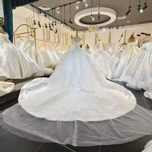 Lsml027 Vestidos de Novia Elegantes sin Tirantes con Apliques de Encaje y Satén, Vestido de Novia Jancember - Product Image 3