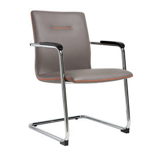 เก้าอี้ประชุมหนังคุณภาพสูงดีไซน์ใหม่พร้อมฐานชุบโครเมียม เก้าอี้สำนักงานสำหรับผู้มาเยี่ยม เก้าอี้พักคอยพร้อมที่วางแขน - Product Image 5