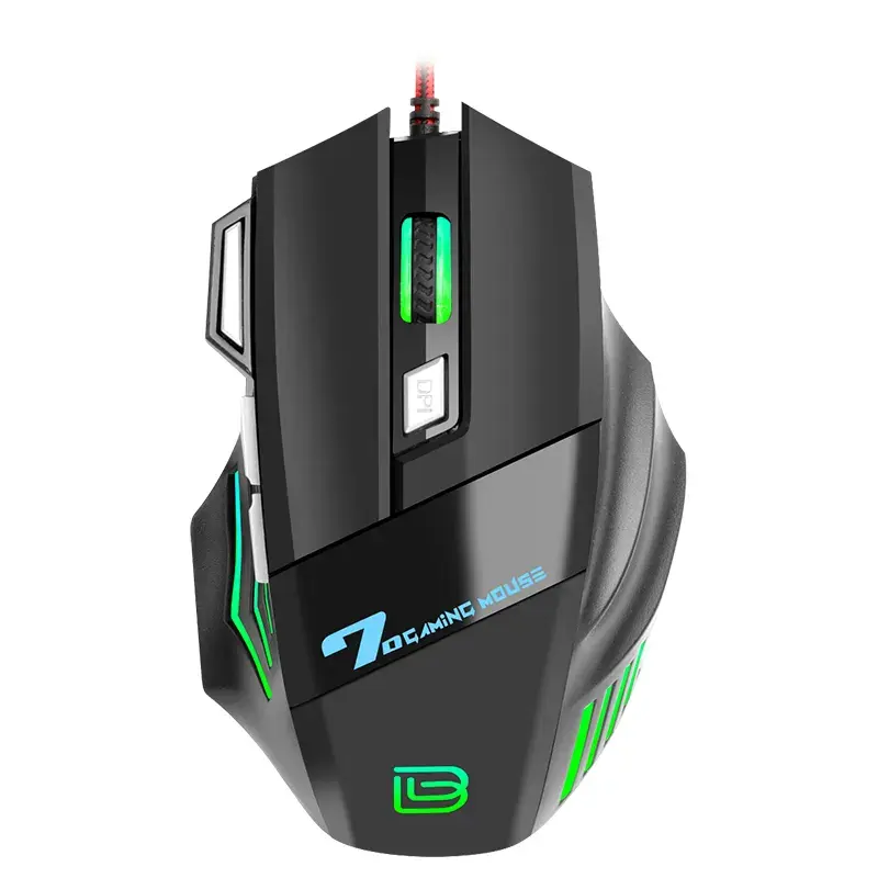 hot sale best ergonomic palm design, computer PUBG shooting game USB wired RGB backlit 7D key gaming mouse
