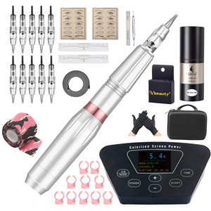 Kit de maquillaje permanente, máquina de tatuaje, 10 agujas, fuente de alimentación de alta capacidad, juego de delineador de cejas, herramientas profesionales de acero inoxidable - Product Image 2