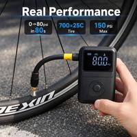 Compresseur d'air électrique rechargeable haute performance 150 PSI pour pneus de vélo, pompe à air rapide à double valve pour vélos électriques, VTT et vélos de route