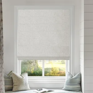 Thông minh năng lượng mặt trời bảng điều khiển rèm cơ giới C Loại Roman Shades vải màn tùy chỉnh không dây rèm Roman cơ giới bóng râm