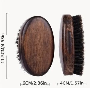 Spazzola per barba da uomo con manico in legno morbido e delicato strumento per la cura del viso resistente per modellare i capelli per il viaggio a casa e l'uso da barbiere - Product Image 4