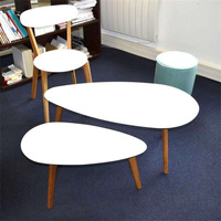 Meubles de maison, table d'appoint, table basse, table centrale, ensembles, plateau en MDF avec pieds en bois de hêtre