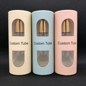 Emballage cosmétique personnalisé en tube cylindrique en papier avec fenêtre transparente, impression dorée, papier métallisé recyclable - Product Image 2