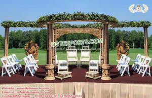 Dernier modèle de mandap en bois à motifs paisley pour mariage, allemand, sculpté à la main, ancien modèle de mandap en bois à motifs paisley pour mariage, USA - Product Image 6