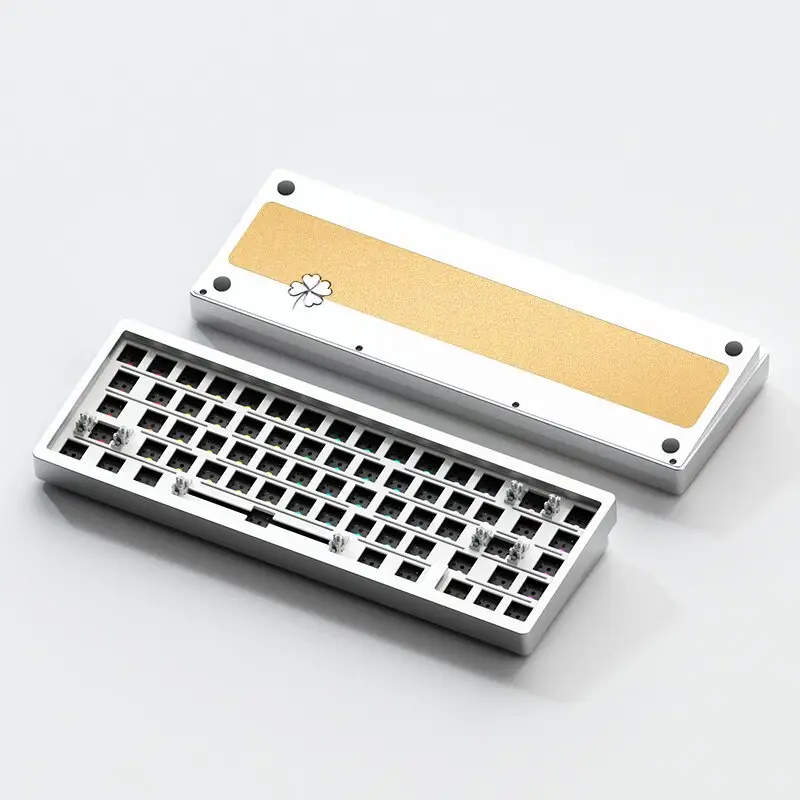 Lucky65 65% ISO düzeni 3 mod 2.4g kablosuz BT tam alüminyum alaşımlı Metal klavye Barebone klavye kiti