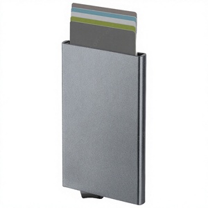 Vente flash - Porte-cartes <span class=keywords><strong>Yamo</strong></span> multicolores en aluminium avec système de poussée latérale, style normcore/minimaliste et sans fermeture - Product Image 4